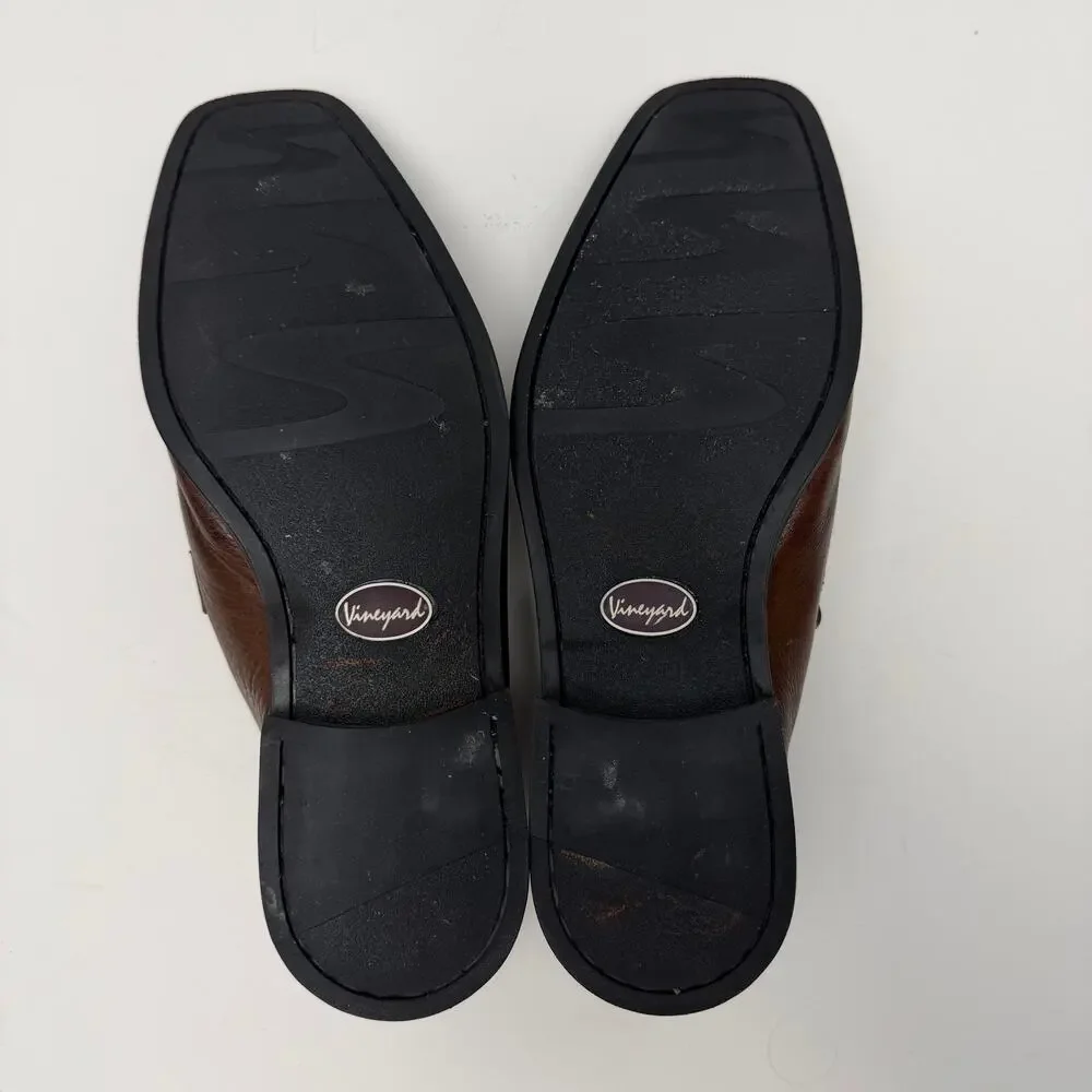 Sandro Moscoloni Brown Pebbled Leather Penny Loafers Mens 11D Square‎ Toe Office